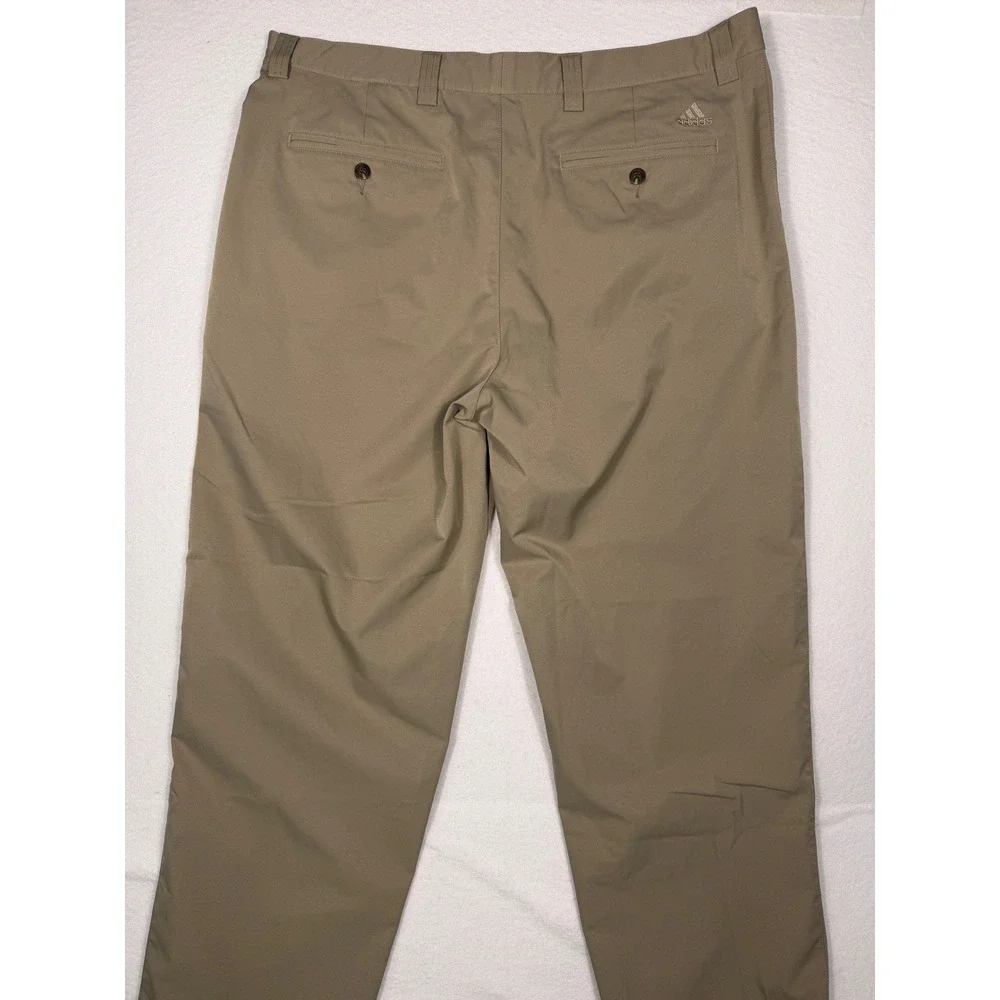 Adidas Golf Pants Mens 38x30 Khaki Tan Climalite Flat Front Performance Trousers